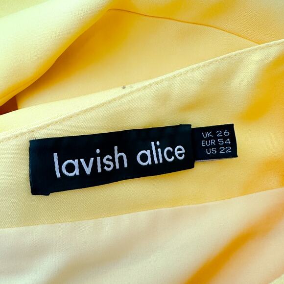 Lavish Alice Lillian Bow One Shoulder Satin Mini Dress Yellow Plus Size 22 NWT - Picture 8 of 10